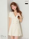 DEA. ディア バイ ローブドフルール 襟付きダブルボタンプリーツ半袖ミニキャバドレス de4207