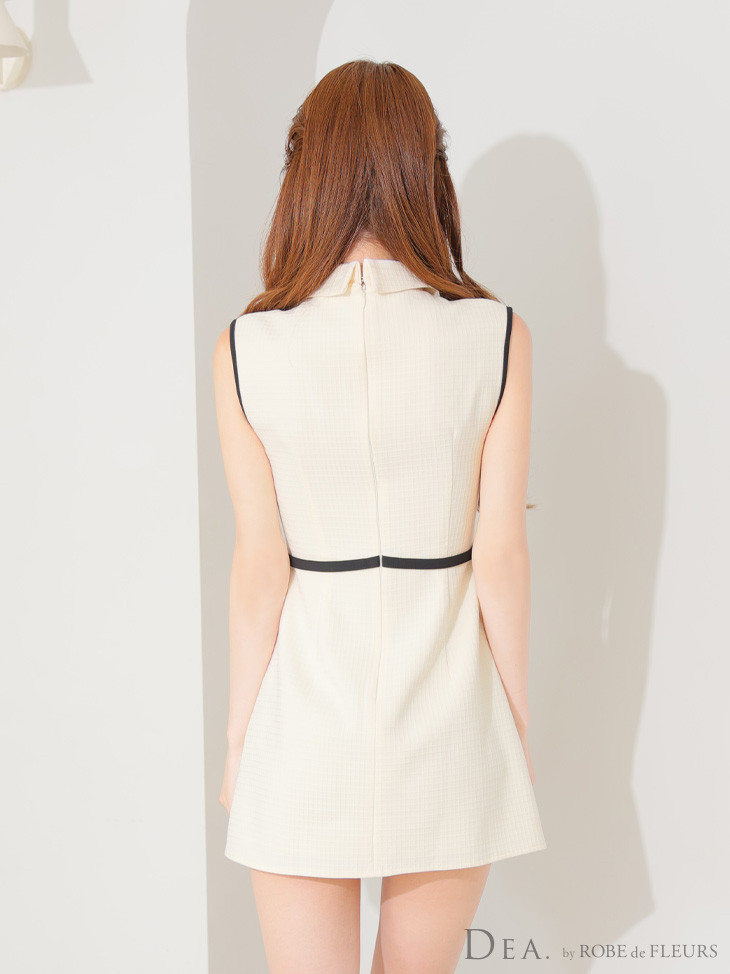 DEA. ディア バイ ローブドフルール パイピングノースリーブベルトミニキャバドレス de4205