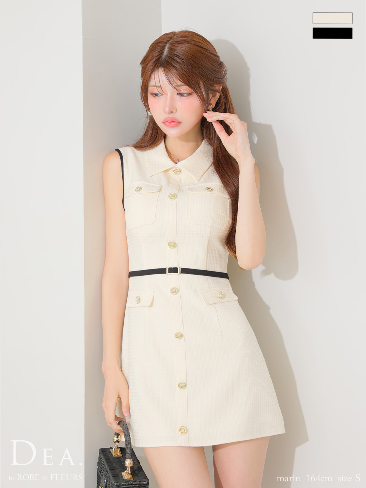 DEA. ディア バイ ローブドフルール パイピングノースリーブベルトミニキャバドレス de4205-c