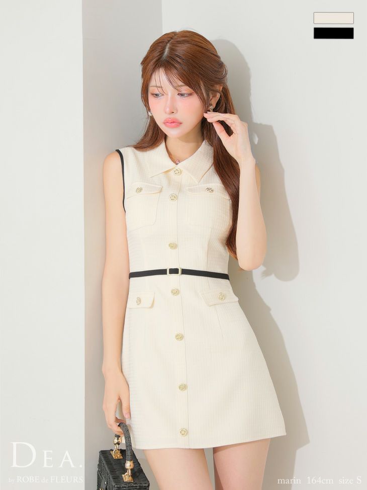 DEA. ディア バイ ローブドフルール パイピングノースリーブベルトミニキャバドレス de4205-c