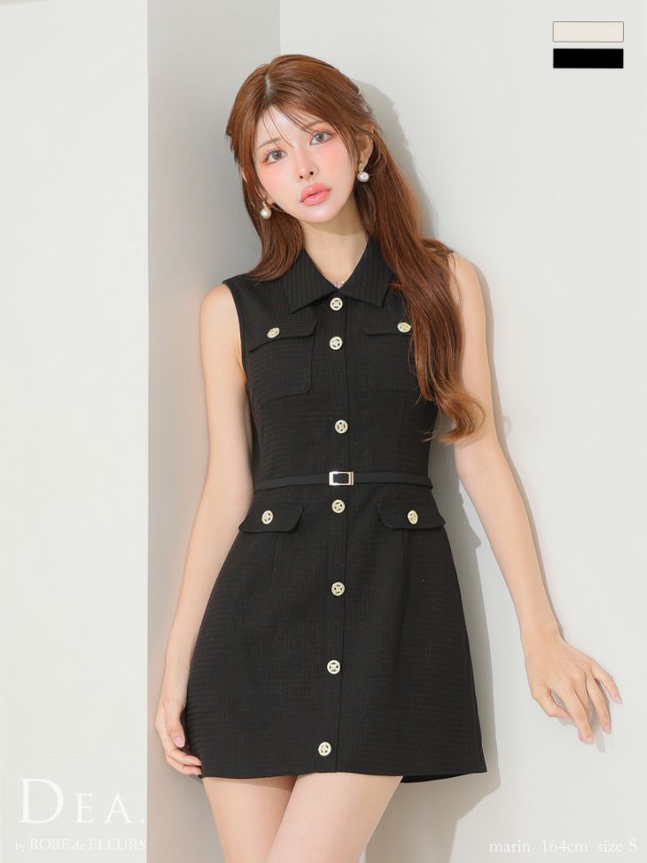 DEA. ディア バイ ローブドフルール パイピングノースリーブベルトミニキャバドレス de4205-c