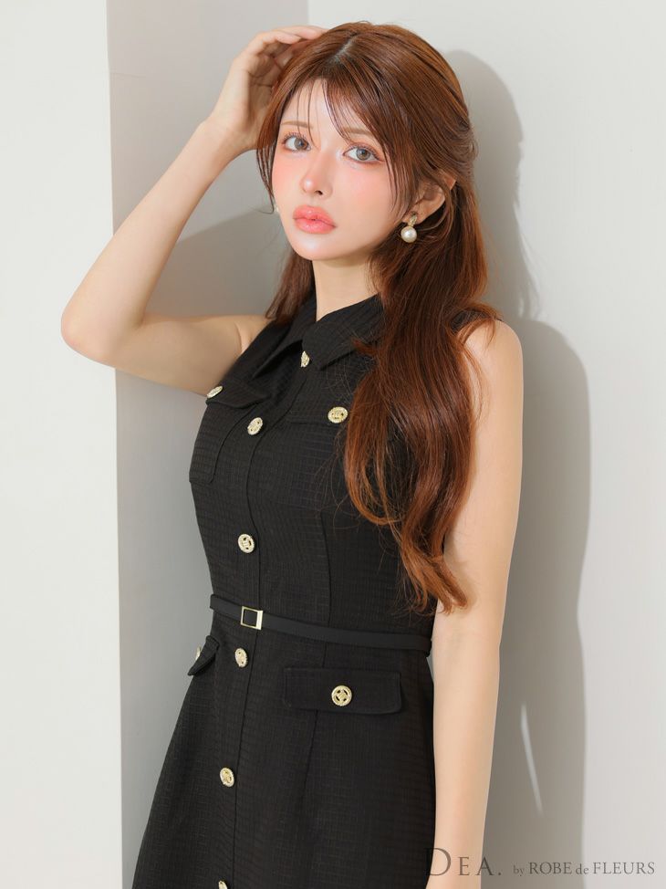 DEA. ディア バイ ローブドフルール パイピングノースリーブベルトミニキャバドレス de4205-c