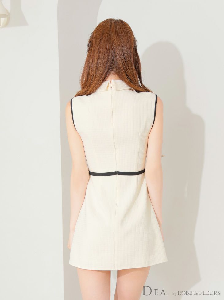 DEA. ディア バイ ローブドフルール パイピングノースリーブベルトミニキャバドレス de4205-c