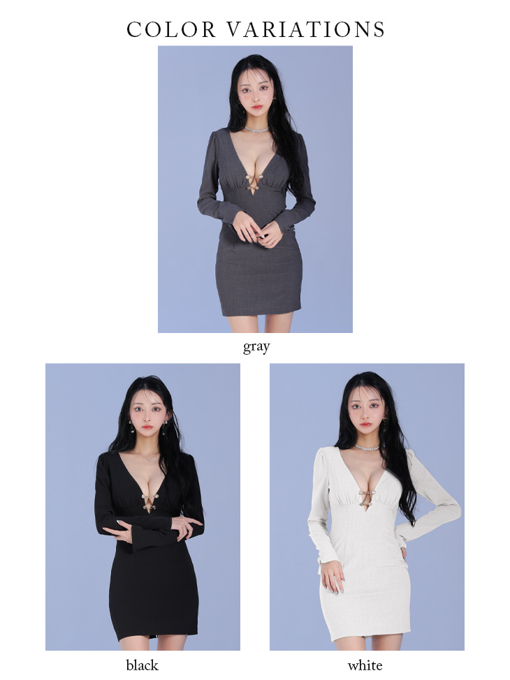 Glossy ローブドフルールグロッシー バストカットロングスリーブタイトミニキャバドレス gl3931