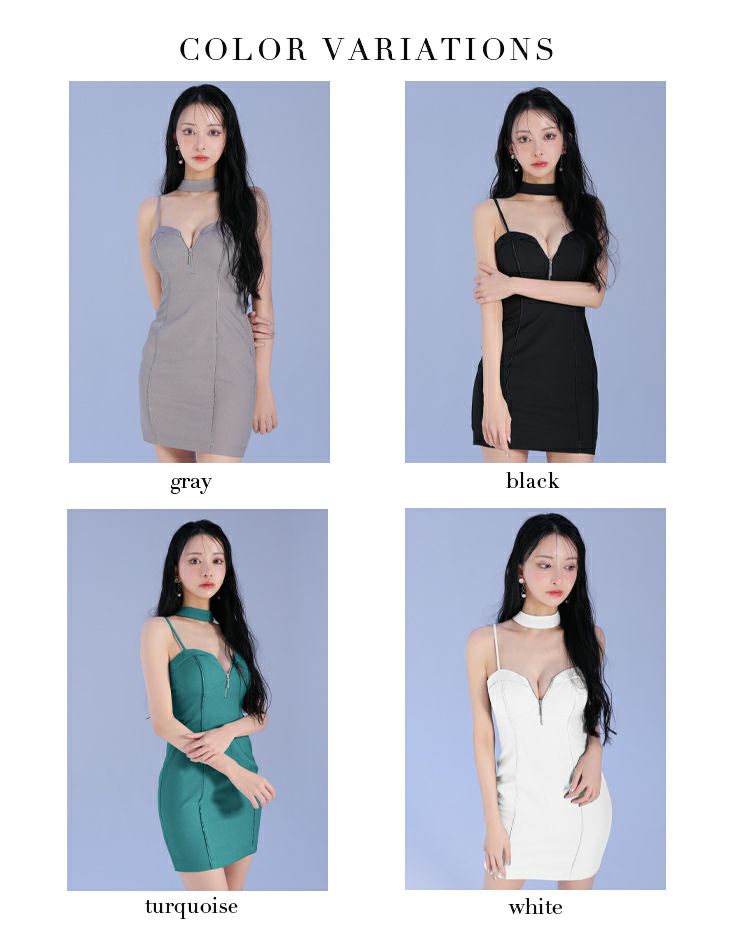 Glossy ローブドフルールグロッシー ボウタイチョーカー付きシンプルバストジップキャミミニキャバドレス gl3932