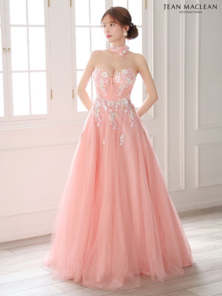 JEAN MACLEAN ジャンマクレーン ロングスリーブ/フラワーモチーフチョーカー付き/花柄刺繍/姫/ロングドレス ja51885