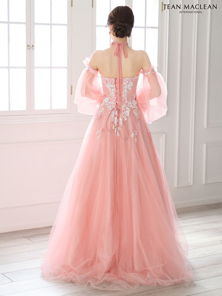 JEAN MACLEAN ジャンマクレーン ロングスリーブ/フラワーモチーフチョーカー付き/花柄刺繍/姫/ロングドレス ja51885