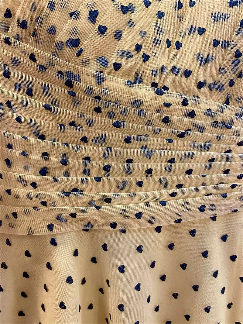 ERUKEI エルケイ ワンショルダー・ハートドット・チュールレース・ハイウエスト・Aライン・ロングドレス ek-s37115