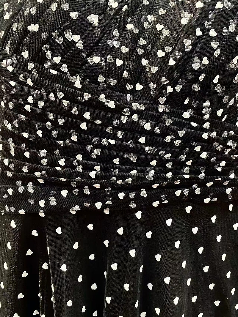 ERUKEI エルケイ ワンショルダー・ハートドット・チュールレース・ハイウエスト・Aライン・ロングドレス ek-s37115