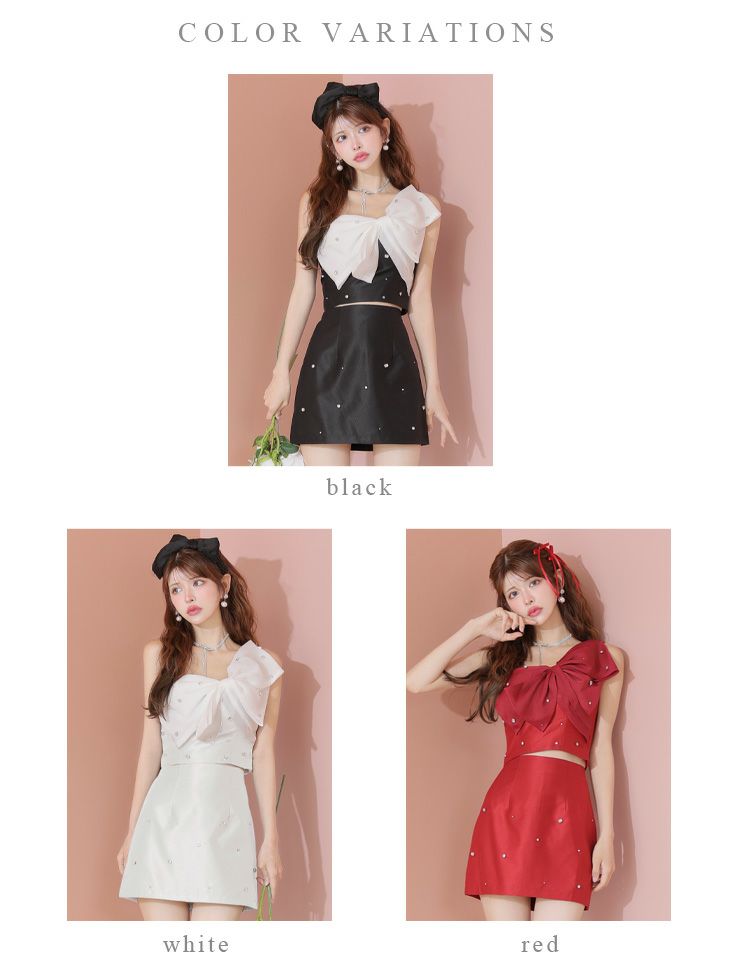 ROBE de FLEURS ローブドフルール ビッグオーガンジーリボンワンショルタイトセットアップミニキャバドレス fm4202-c