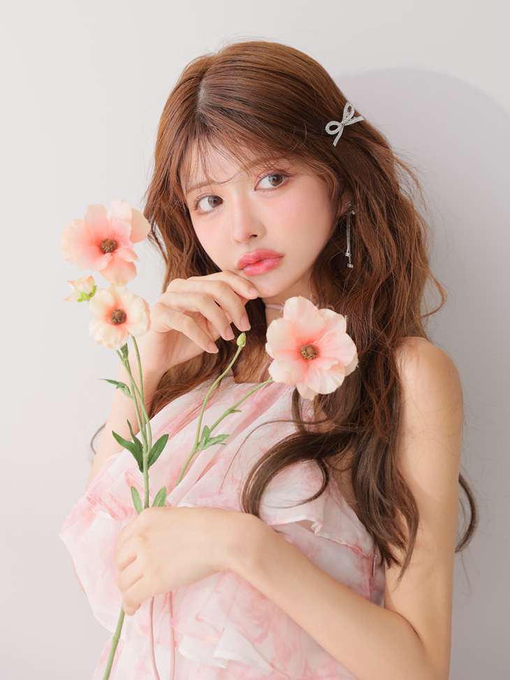 ROBE de FLEURS ローブドフルール シアーローズティアードワンピース ミニドレス fm4502