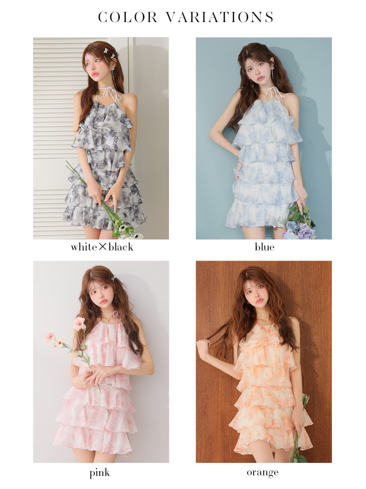 ROBE de FLEURS ローブドフルール シアーローズティアードワンピース ミニドレス fm4502-c