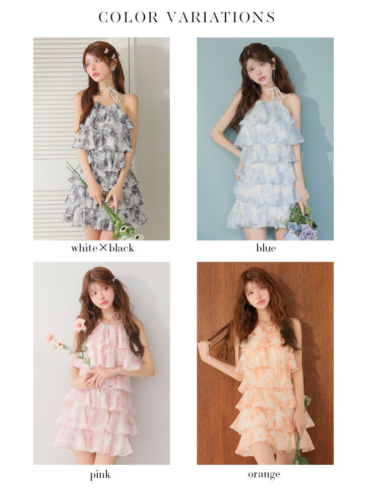 ROBE de FLEURS ローブドフルール シアーローズティアードワンピース ミニドレス fm4502-c