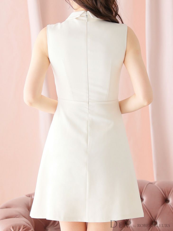 DEA. ディア バイ ローブドフルール センタージップシンプルノースリーブレディキャバドレス de3337