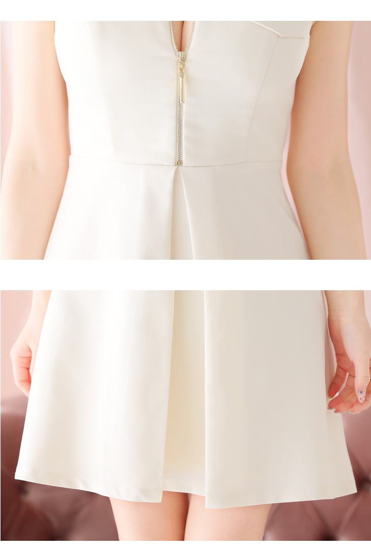 DEA. ディア バイ ローブドフルール センタージップシンプルノースリーブレディキャバドレス de3337