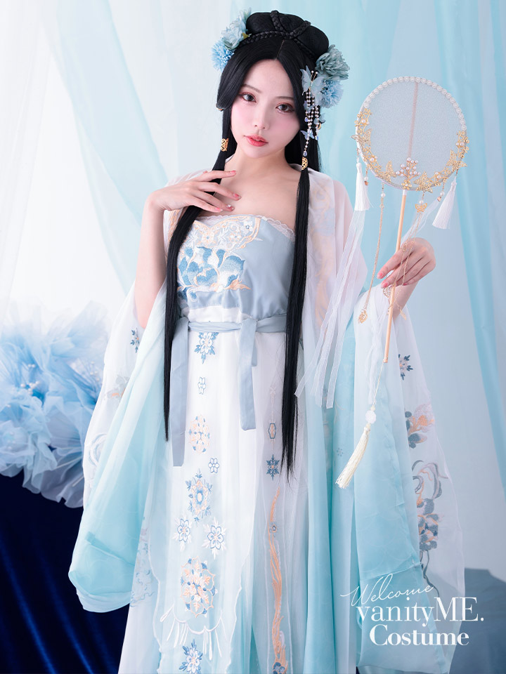 3点セット】霜華雪｜天女風 中国漢服コスプレ衣装 ブルー vcsot