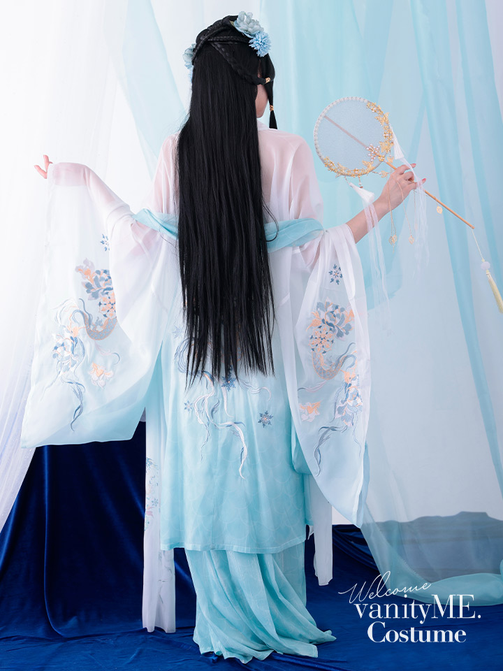 3点セット】霜華雪｜天女風 中国漢服コスプレ衣装 ブルー vcsot