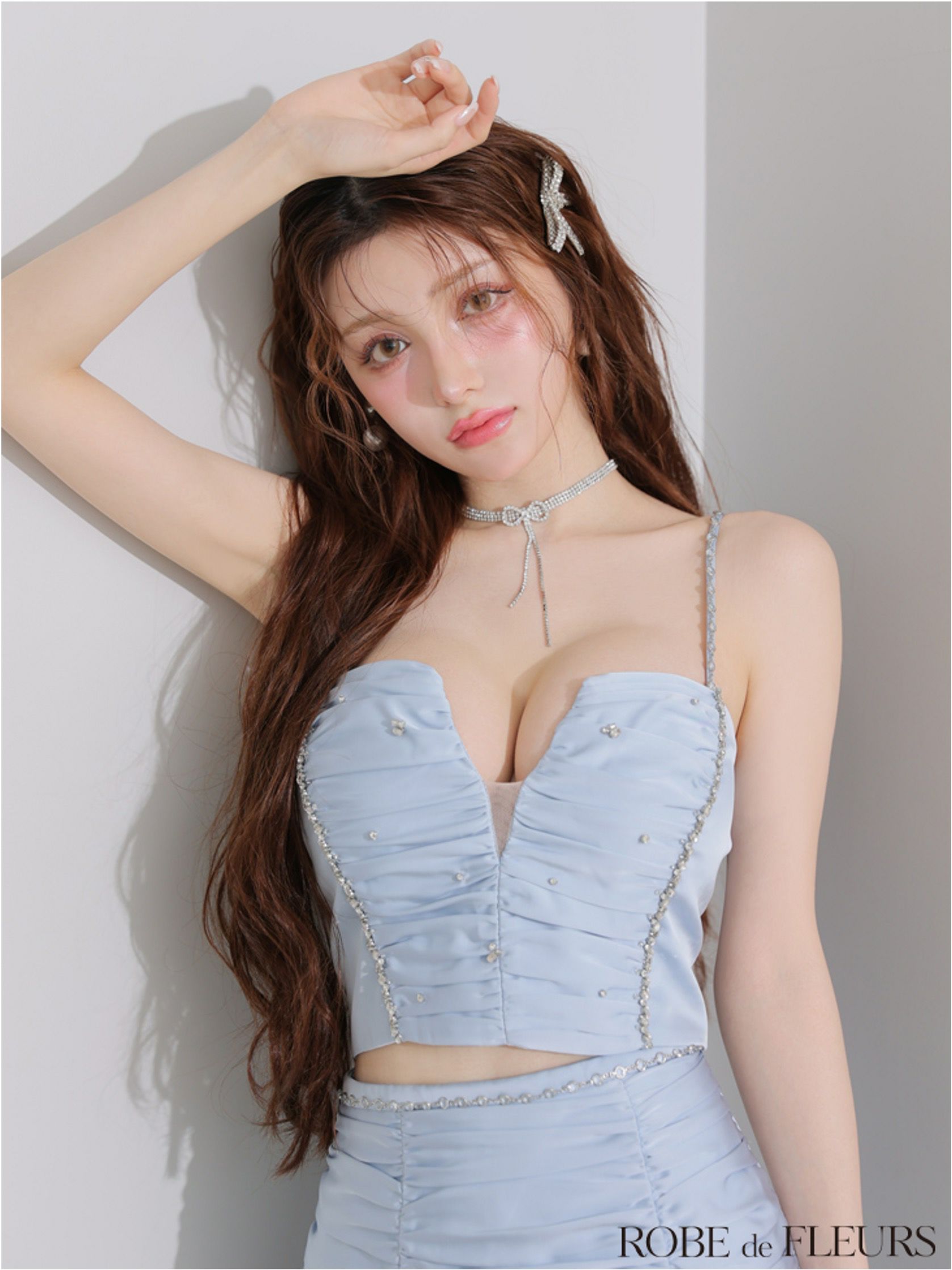 ROBE de FLEURS ローブドフルール サテンビジューレースセットアップミニキャバドレス fm3598-c