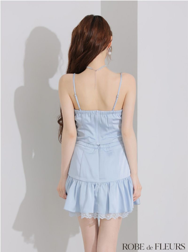 ROBE de FLEURS ローブドフルール サテンビジューレースセットアップミニキャバドレス fm3598-c