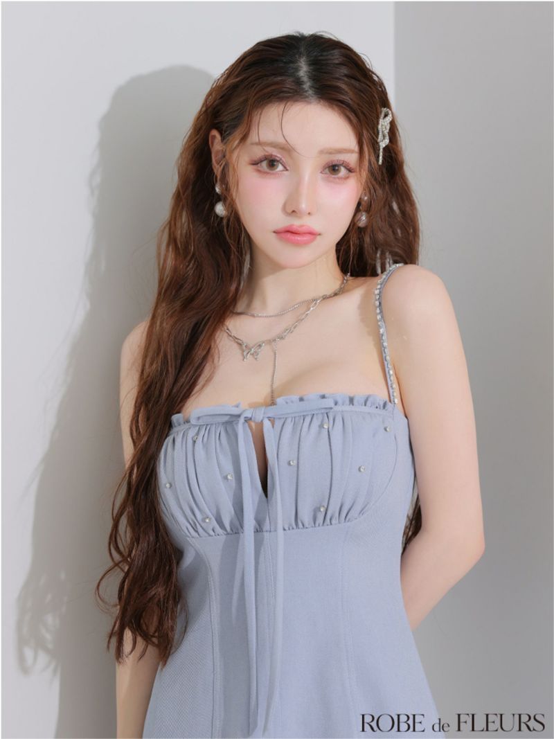 ROBE de FLEURS ローブドフルール バストカットリボンビジューミニキャバドレス fm4115-c