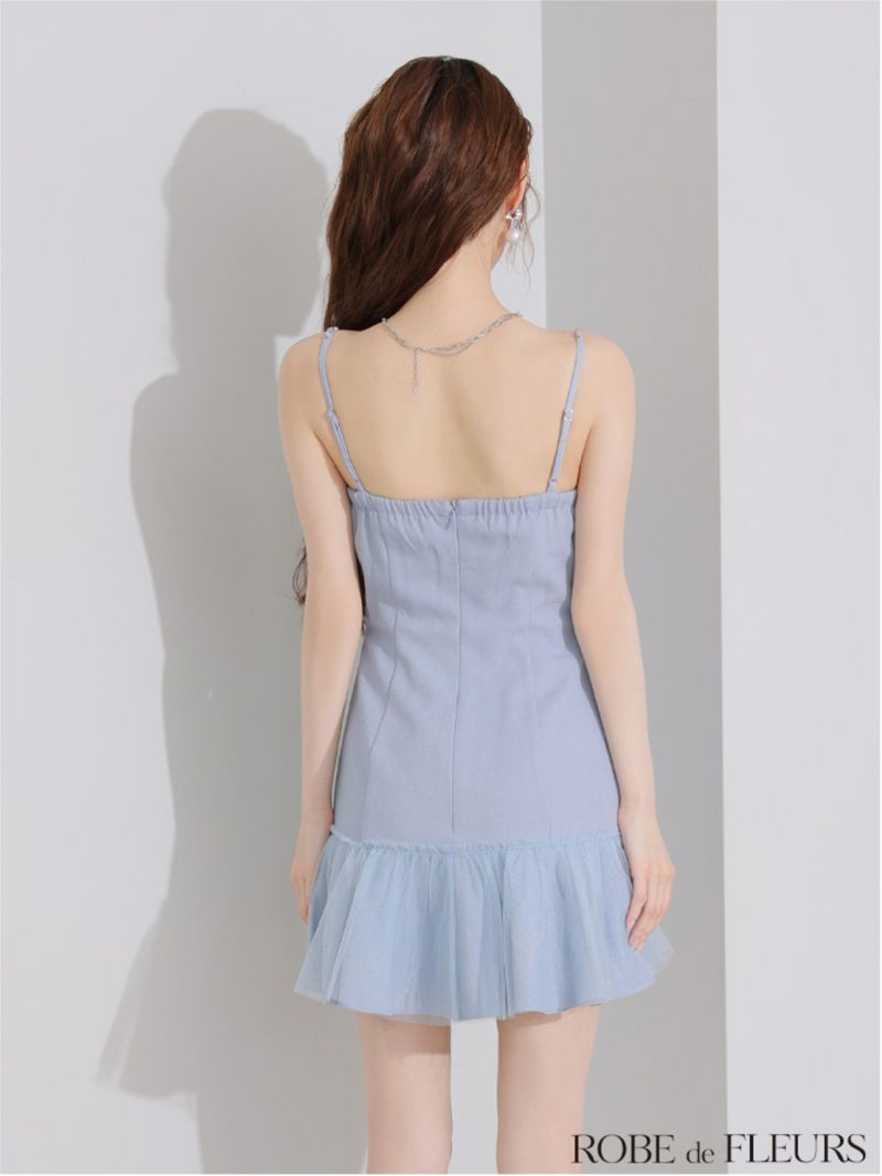 ROBE de FLEURS ローブドフルール バストカットリボンビジューミニキャバドレス fm4115-c