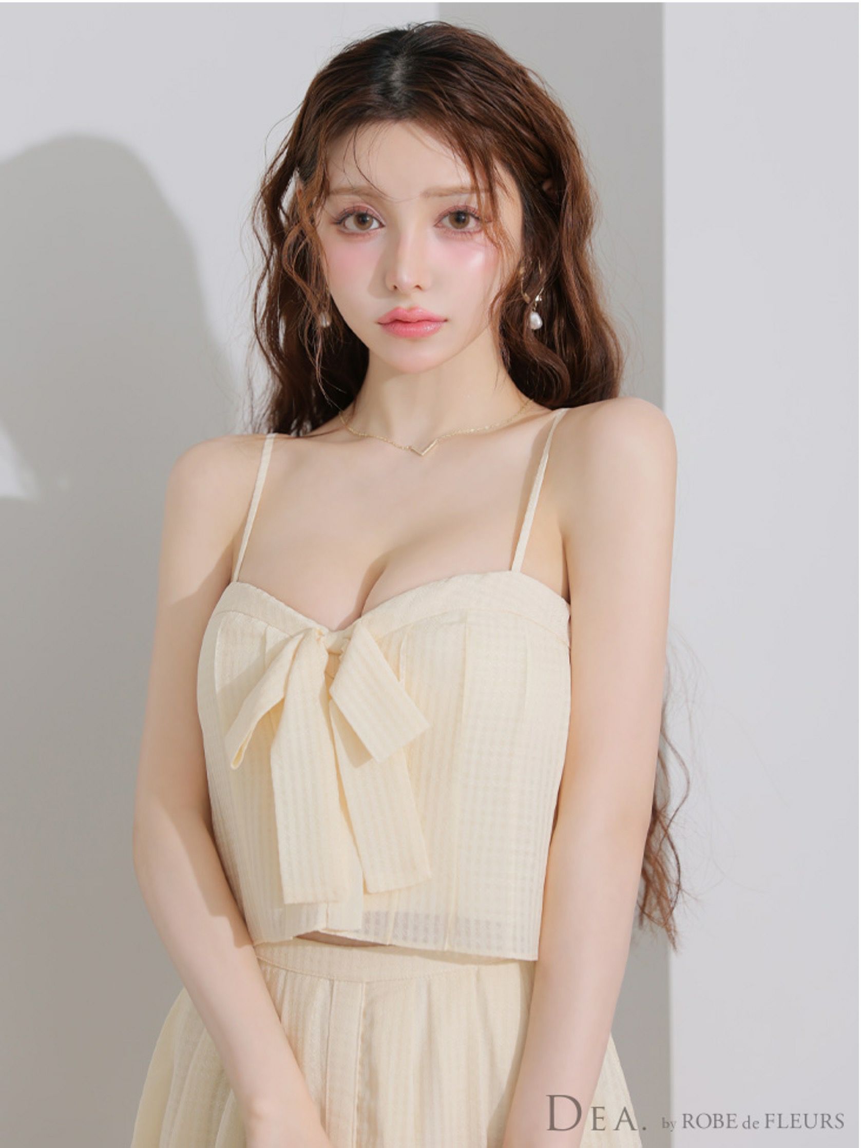DEA. ディア バイ ローブドフルール バストリボンスリットフレアセットアップフレアロングキャバドレス de3929-c