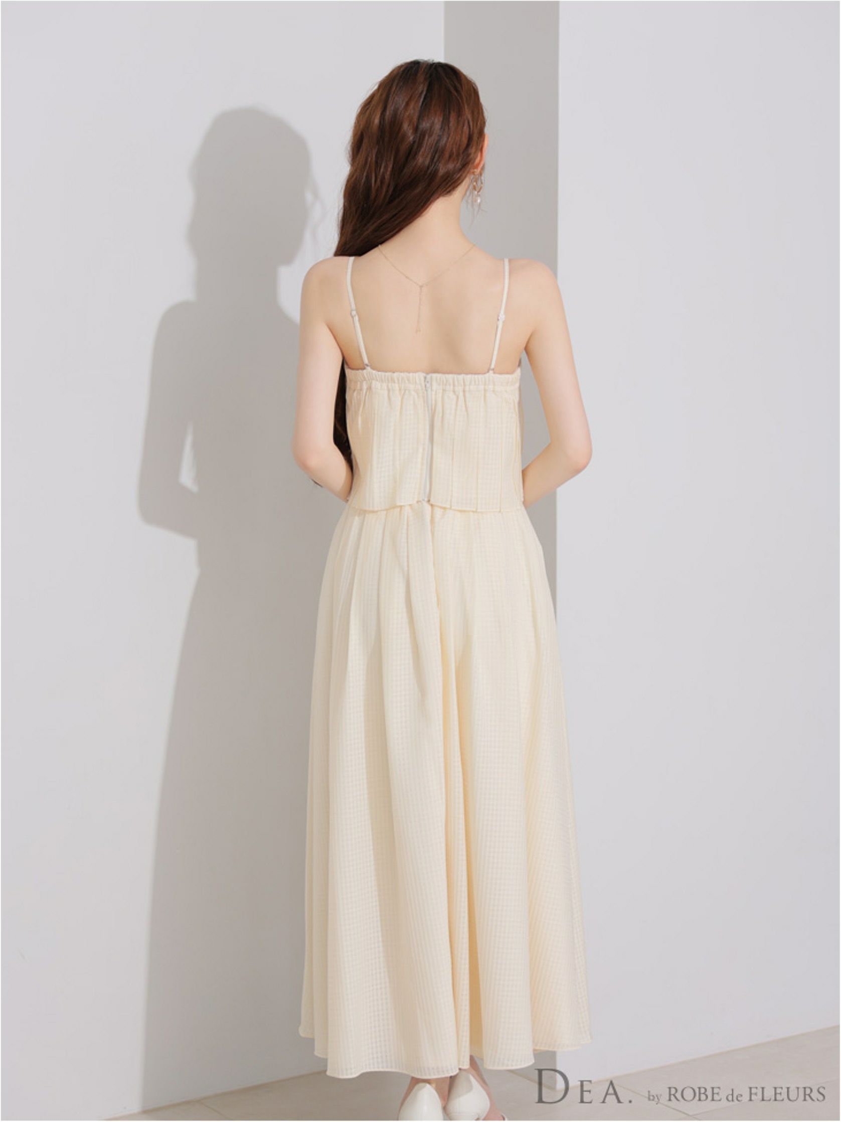DEA. ディア バイ ローブドフルール バストリボンスリットフレアセットアップフレアロングキャバドレス de3929-c