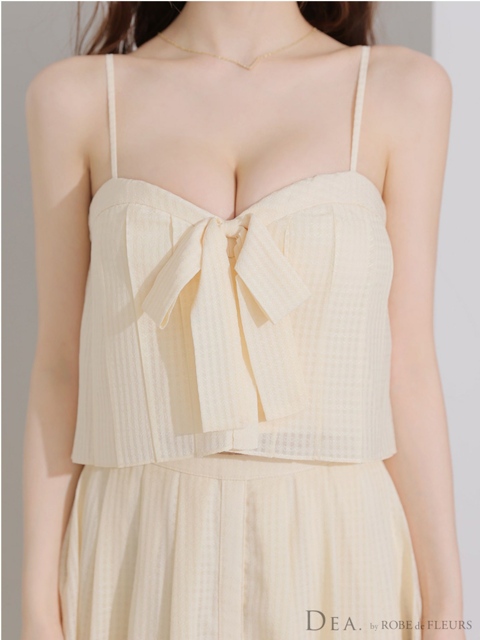 DEA. ディア バイ ローブドフルール バストリボンスリットフレアセットアップフレアロングキャバドレス de3929-c