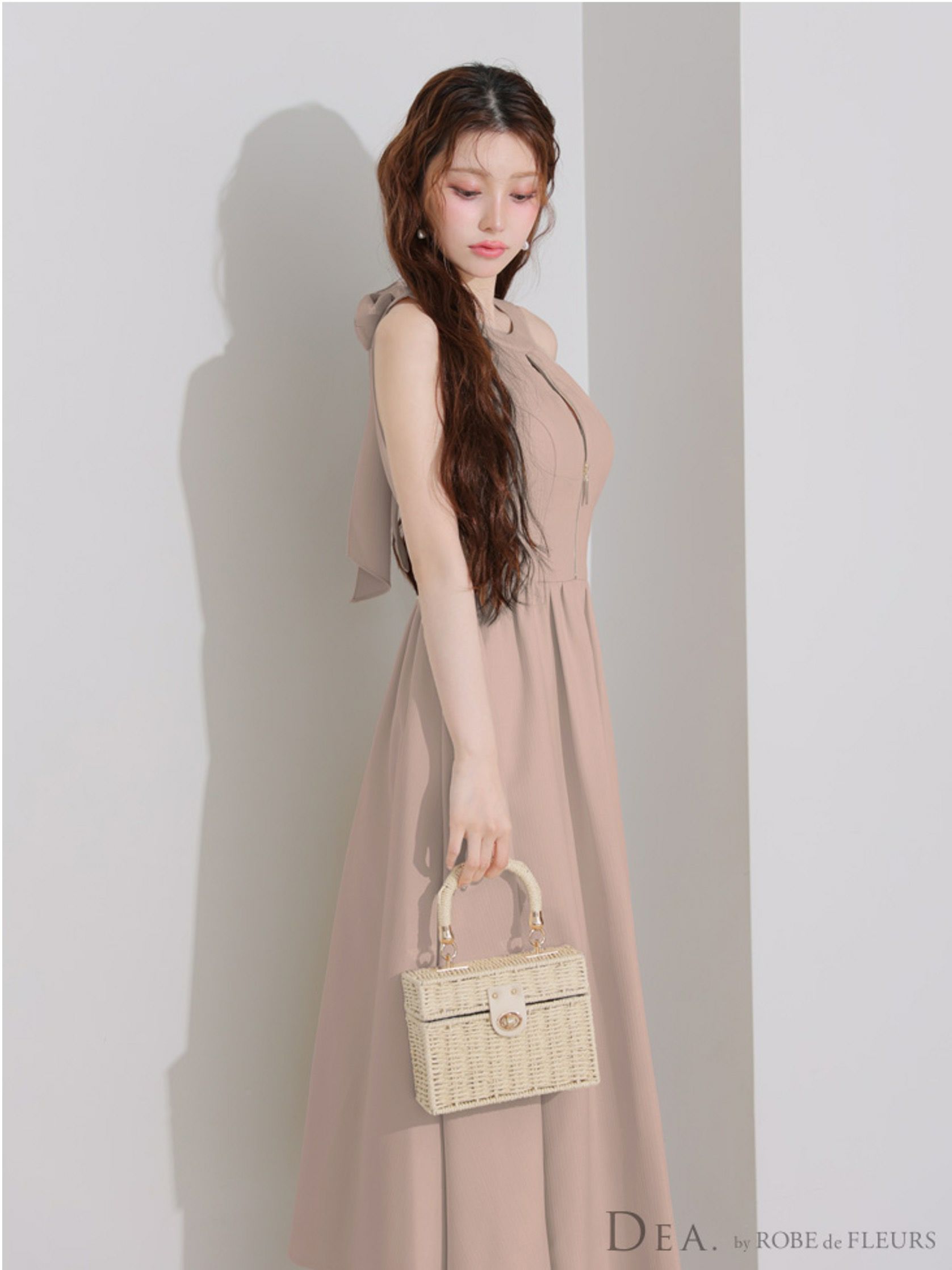 DEA. ディア バイ ローブドフルール ホルターリボンバストジップフレアロングキャバドレス de3935-c