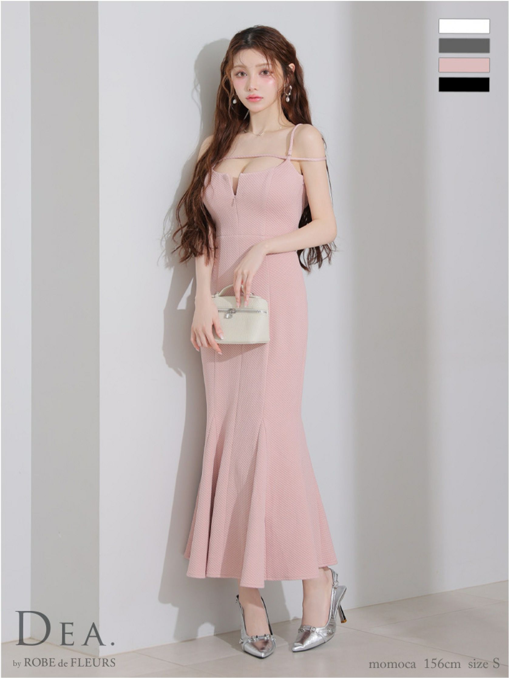 DEA. ディア バイ ローブドフルール デコルテラインストレッチキルティングマーメイドキャバドレス de4215-c