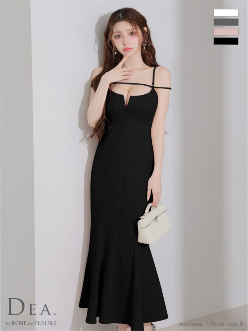 DEA. ディア バイ ローブドフルール デコルテラインストレッチキルティングマーメイドキャバドレス de4215-c