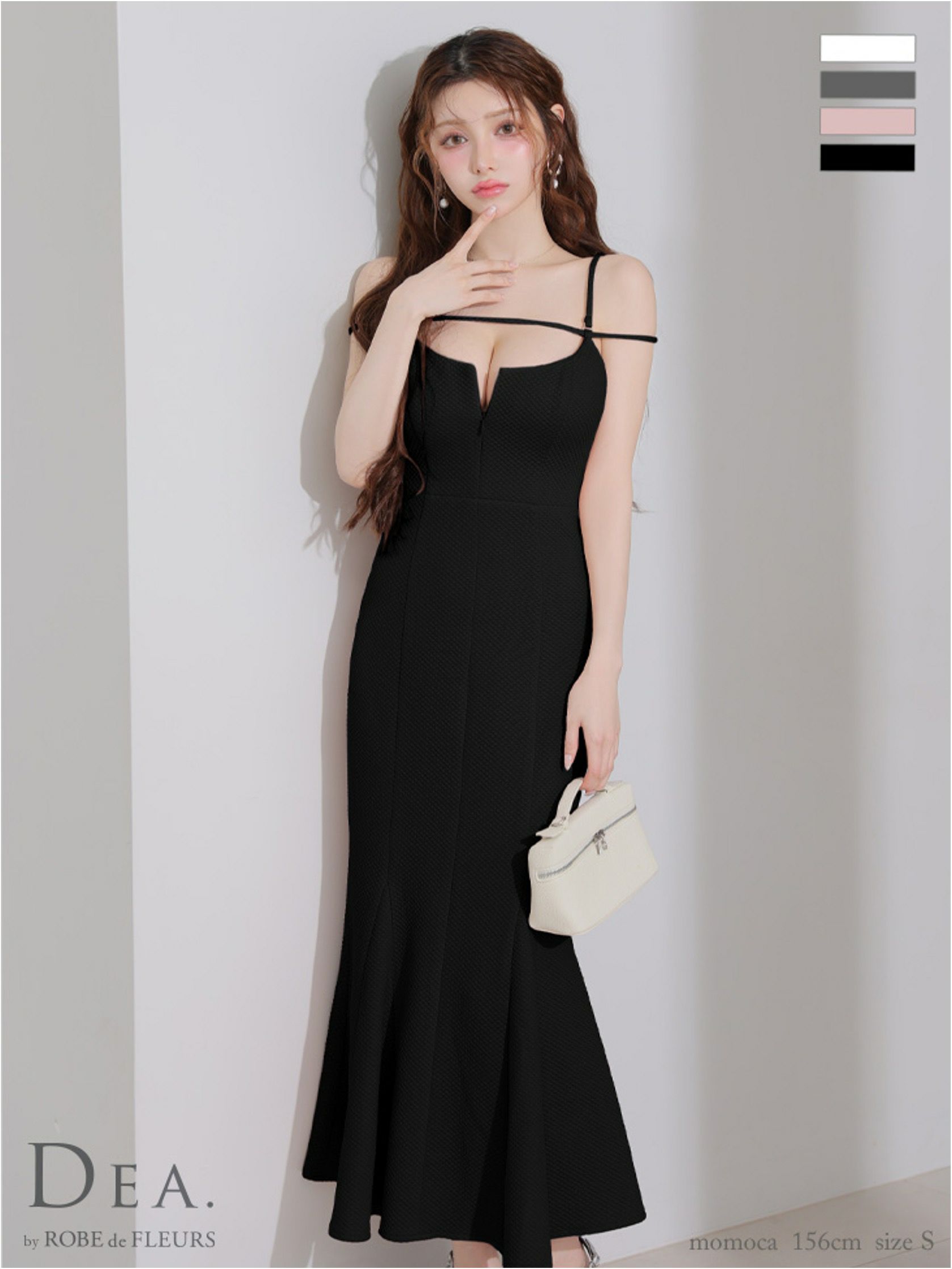 DEA. ディア バイ ローブドフルール デコルテラインストレッチキルティングマーメイドキャバドレス de4215-c