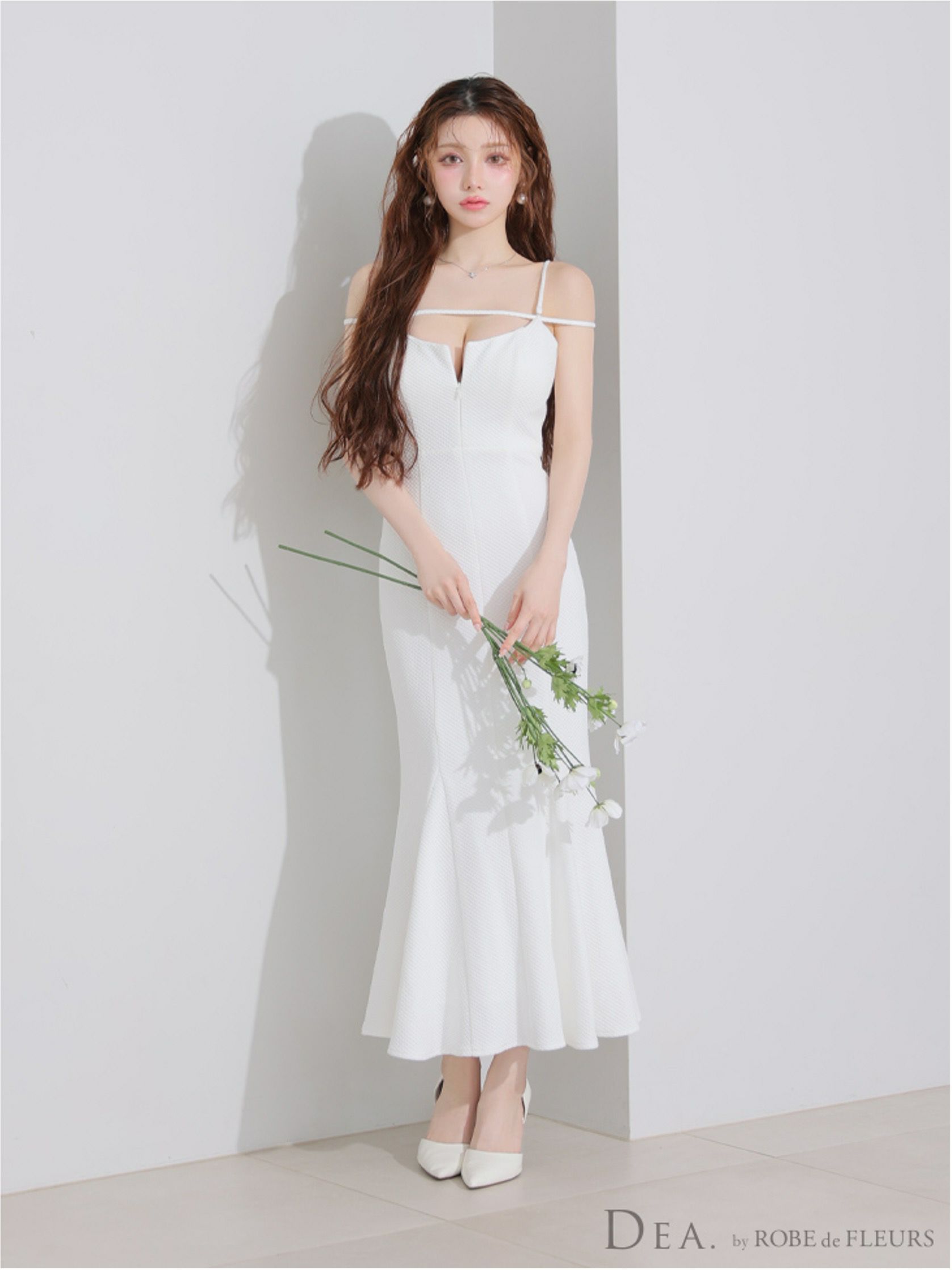 DEA. ディア バイ ローブドフルール デコルテラインストレッチキルティングマーメイドキャバドレス de4215-c