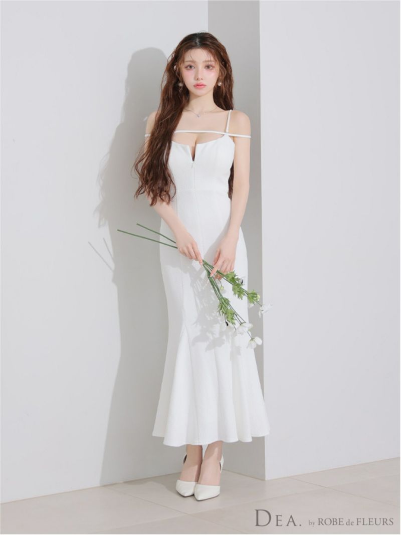 DEA. ディア バイ ローブドフルール デコルテラインストレッチキルティングマーメイドキャバドレス de4215-c