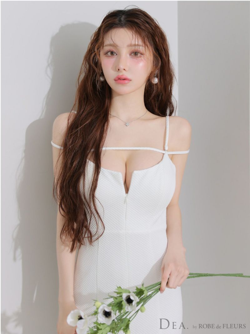 DEA. ディア バイ ローブドフルール デコルテラインストレッチキルティングマーメイドキャバドレス de4215-c