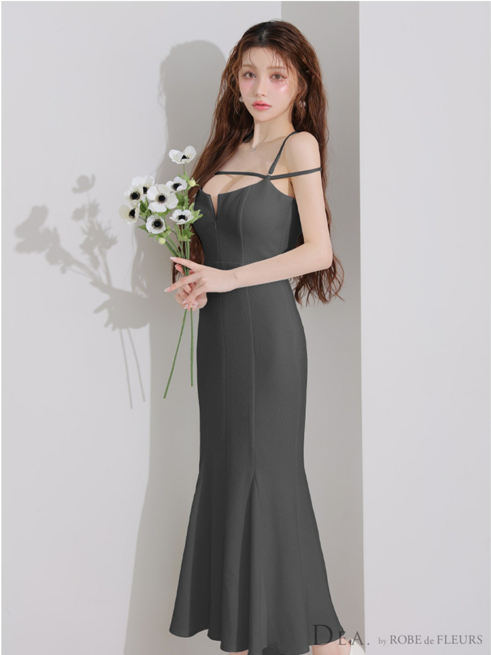 DEA. ディア バイ ローブドフルール デコルテラインストレッチキルティングマーメイドキャバドレス de4215-c