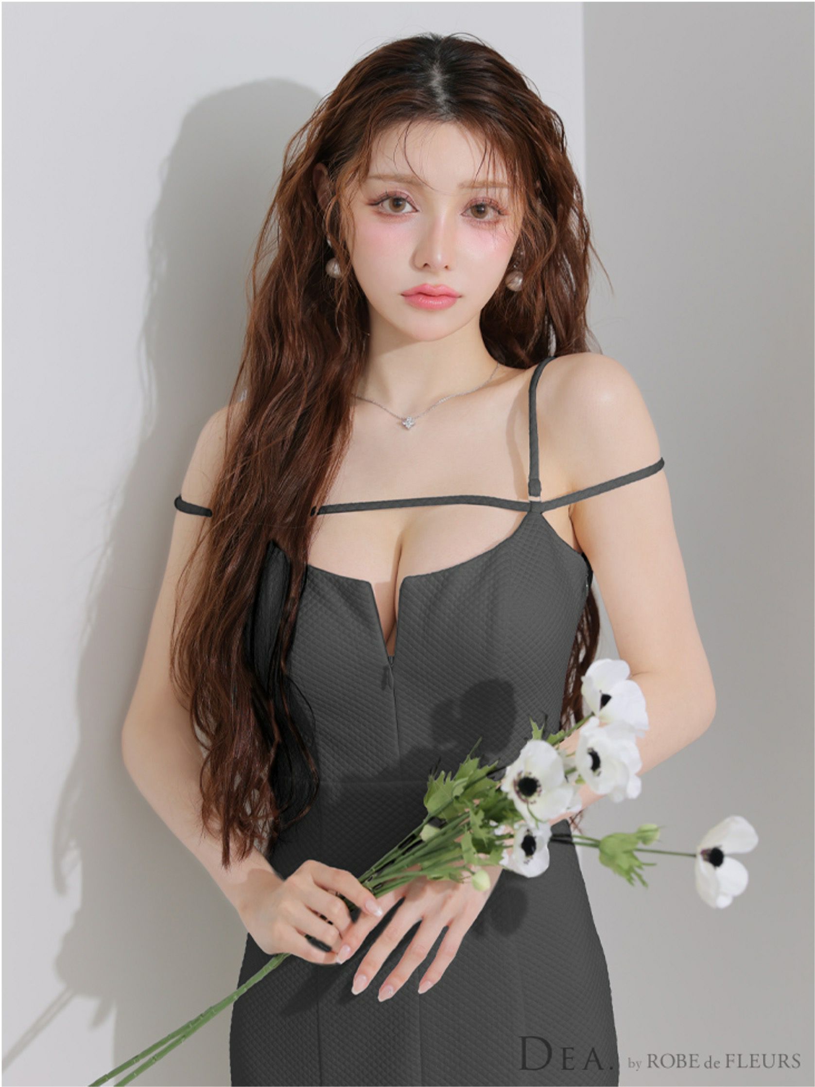 DEA. ディア バイ ローブドフルール デコルテラインストレッチキルティングマーメイドキャバドレス de4215-c