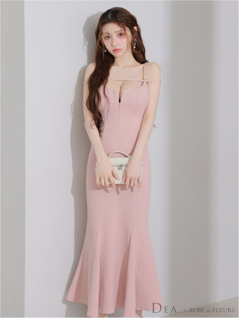 DEA. ディア バイ ローブドフルール デコルテラインストレッチキルティングマーメイドキャバドレス de4215-c