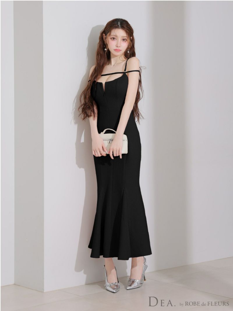 DEA. ディア バイ ローブドフルール デコルテラインストレッチキルティングマーメイドキャバドレス de4215-c