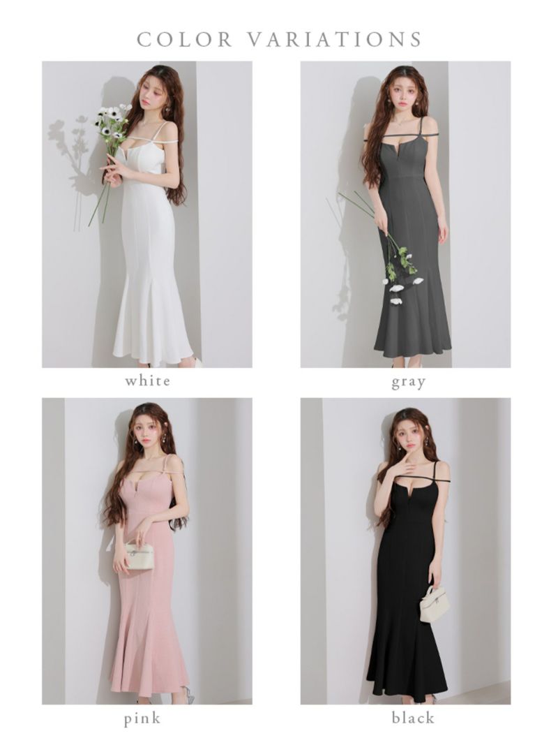 DEA. ディア バイ ローブドフルール デコルテラインストレッチキルティングマーメイドキャバドレス de4215-c