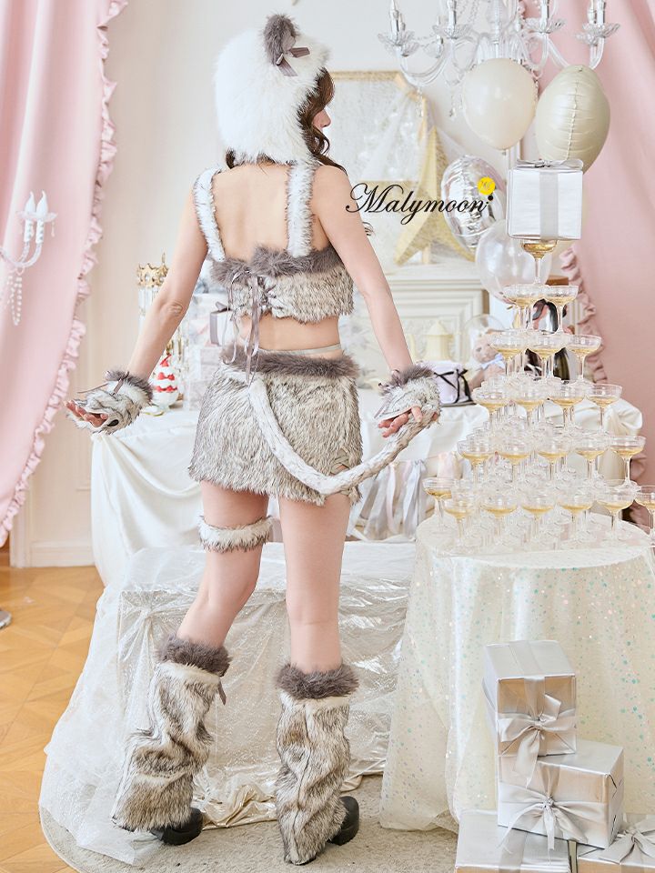 【8点セット】Malymoon マリームーン ツインカラーファーキャット  [ブラック/ベージュ] ml10275