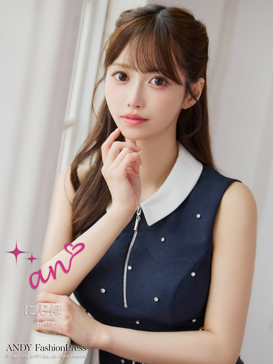 an アン *Sweet Summer Bijou* 襟付き ウエストカット リボンモチーフ セミフレア ミニドレス ワンピース aoc-3924