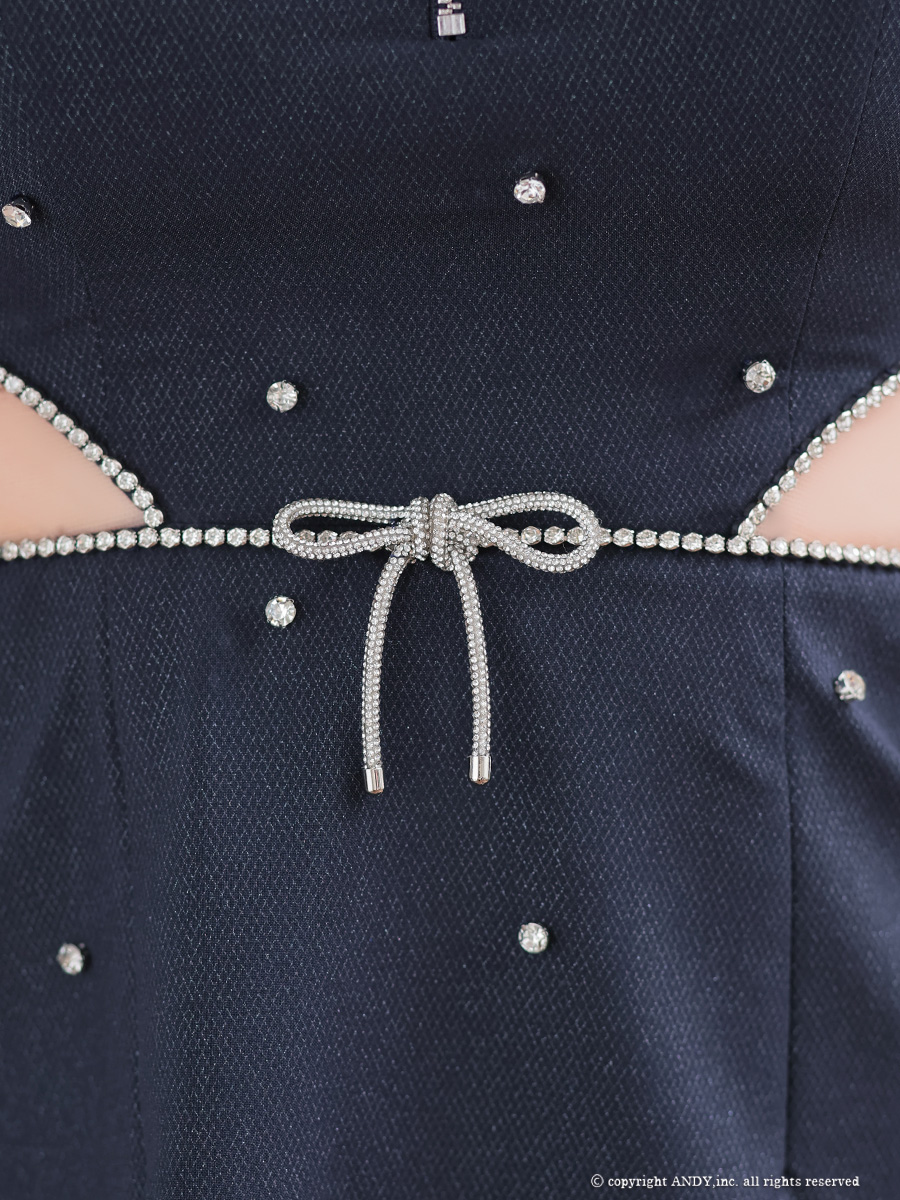 an アン *Sweet Summer Bijou* 襟付き ウエストカット リボンモチーフ セミフレア ミニドレス ワンピース aoc-3924