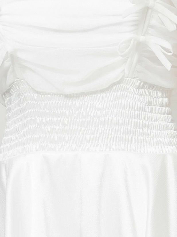 AngelR エンジェルアール バストリボンウエストシャーリングフリルシアーフレア マキシ ロング ミディアムドレス ワンピース ar25841-ks