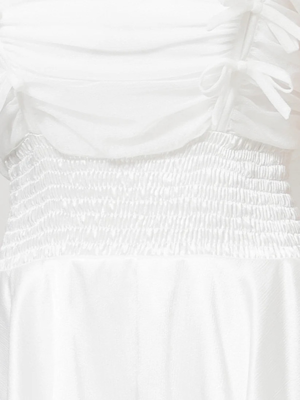 AngelR エンジェルアール バストリボンウエストシャーリングフリルシアーフレア マキシ ロング ミディアムドレス ワンピース ar25841-ks