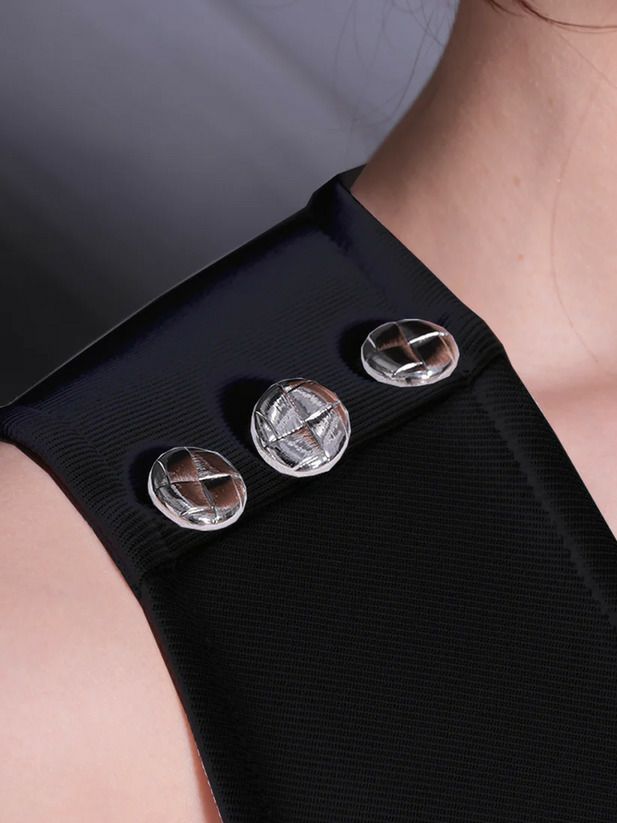 Veautt ヴュート フロントファスナーウエストタックボタンタイトミディアムドレス vt092501