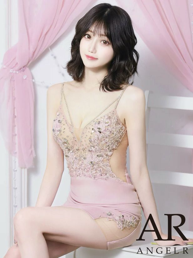 AngelR エンジェルアール フロントビジューレースメッシュタイトマイクロミニドレス ar25328