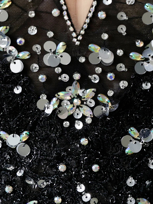 AngelR エンジェルアール フロントビジューレースメッシュタイトマイクロミニドレス ar25328