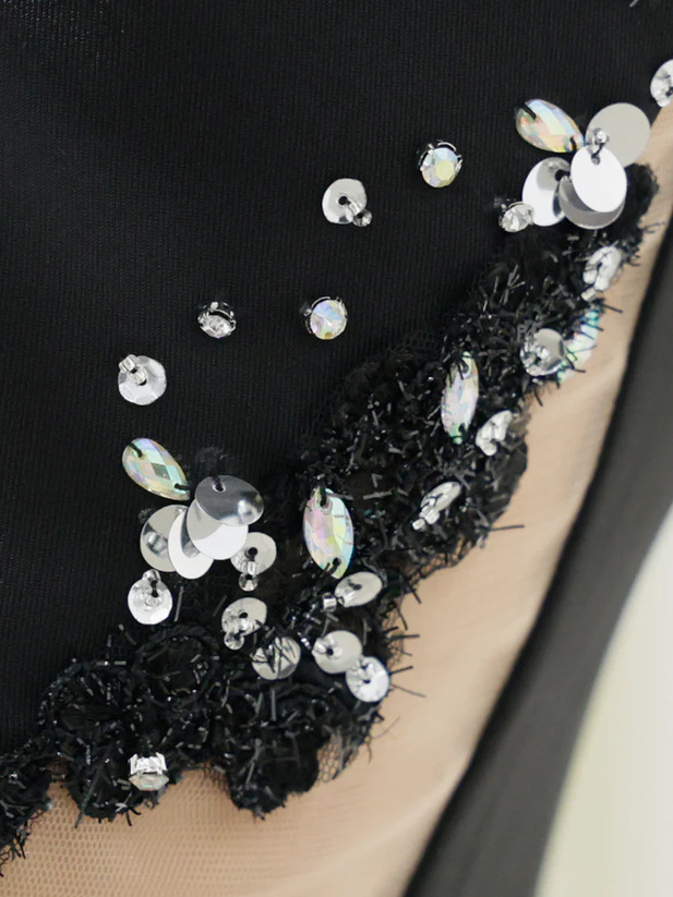 AngelR エンジェルアール フロントビジューレースメッシュタイトマイクロミニドレス ar25328