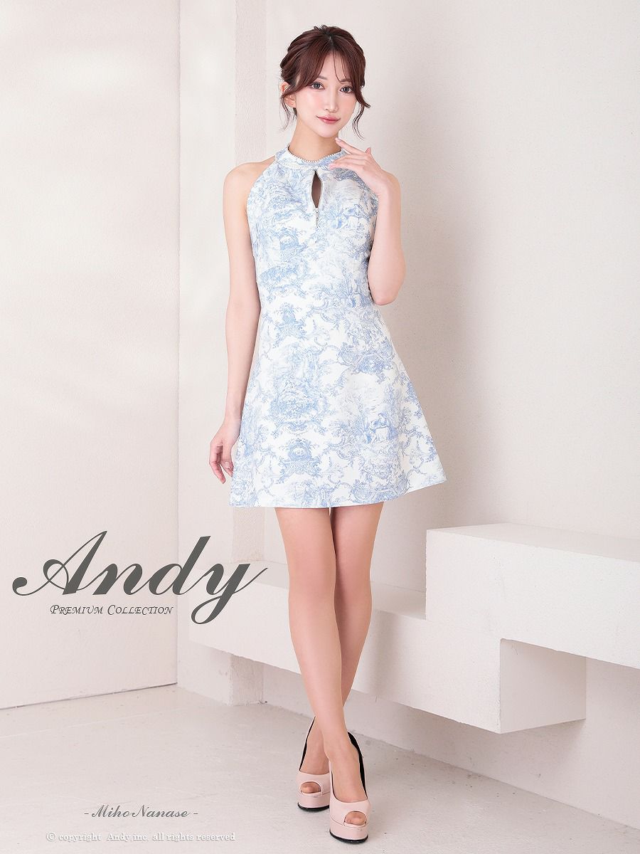 Andy アンディ ホルターネック ボタニカルフラワー 花柄 フロントジップ フレア ミニドレス ワンピース an-on2943